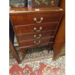 EDWARDIAN MUSIC CABINET, 4 drawer drop front mahogany cabinet, 47cm width