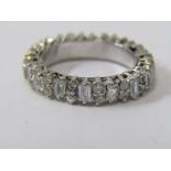 18ct WHITE GOLD FULL ETERNITY RING, mixed baguette and brilliant cut diamonds totalling in excess of