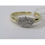 9ct YELLOW GOLD DIAMOND CLUSTER RING, stamped "0.35ct", size N