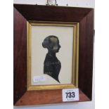 SILHOUETTE, gilt heightened scissor cut silhouette "Eleanor Barton" in rosewood frame