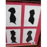 SILHOUETTES, set of 4 gilded antique scissor cut silhouettes of the Adderley Family, created in 1844