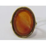 VINTAGE CARNELIAN INTAGLIO SEAL RING, 9ct yellow gold size F