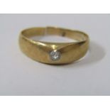 SMALL DIAMOND SET GYPSY STYLE RING, tests high carat possibly 14ct, in a/f condition, size L, approx
