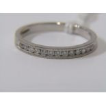 9ct WHITE GOLD DIAMOND HALF ETERNITY STYLE RING, size Q