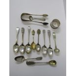 SILVER CUTLERY, silver gilt presentation spoon with enamelled finial, together with 1 other silver