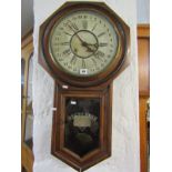 WALL CLOCK, Edwardian Ansonia drop dial regulator wall clock, 80cm depth