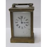 CARRIAGE CLOCK, brass cased bevelled glass carriage clock, 12cm height