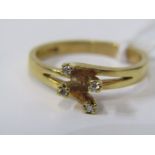 18ct YELLOW GOLD 4 STONE DIAMOND RING, unusual geometric design, size O/P