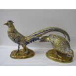 EUROPEAN CERAMICS, A pair of gilded porcelain pheasants by Vista Alegre, 40 cm length
