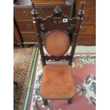PRAYER CHAIR, Victorian pierced back prayer chair with pink studded upholstery
