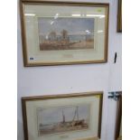 FREDERICK FORDE, pair of signed watercolours, "Bathing Machines" and "Seaford, Sussex", 1878, 18cm x