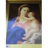 19th CENTURY EUROPEAN SCHOOL, oil on panel "The Blessed Holy Mother and Child", 39cm x 29cm