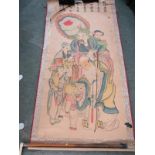 ORIENTAL SCROLL PAINTING, signed large scroll painting, group of Deities