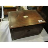 VICTORIAN ROSEWOOD VANITY BOX, tabletop box with original fitted interior and base drawer, 27cm