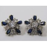 PAIR OF LARGE 18ct WHITE GOLD & DIAMOND SNOWFLAKE STYLE CLUSTER EARRINGS, estimated in excess of 2.