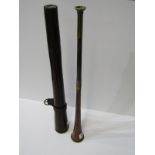 HUNTING HORN, copper horn by Boosey & Co. in original leather holder