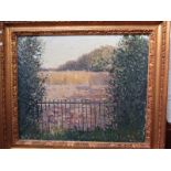 NORMAN LLOYD, signed oil on canvas "View across the Cornfield", 45cm x 54cm