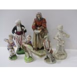 CONTINENTAL FIGURES, collection of 6 various figures including Naples figure of Peasant Woman,
