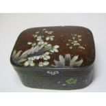 CLOISONNE, 19th Century Japanese rectangular lidded jewel box with floral decoration, 9cm width