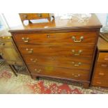 GEORGIAN DESIGN MAHOGANY CHEST OF DRAWERS, 4 long graduated drawers with brass swan neck handles and