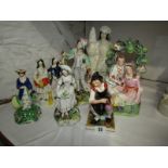 STAFFORDSHIRE POTTERY, a group of 7 various 19th Century Staffordshire figures and groups