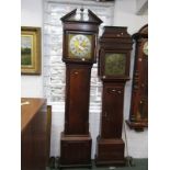 GEORGIAN 8 DAY LONG CASE CLOCK by Houghton Chorley, gilt square face with satin finish chapter ring,