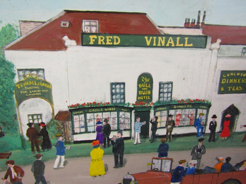 SCHOOL OF FRED YATES, Mark Doggit monogrammed oil on board "The Bull & Bush Hotel" 49cm x 65cm - Image 2 of 4