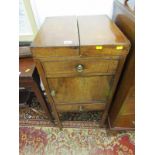 GEORGIAN DESIGN GENTLEMAN'S WASH STAND, cupboard and drawer base with laquered brass handles (