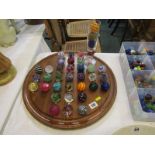 COMMEMORATIVE MARBLES, Duke of York commemorative solitaire board with coloured glass large
