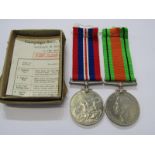 WWII PAIR OF MEDALS, War & Defence medal in box to Captain A K Gilchrist of Bristol