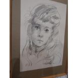 ROBERT LENKIEWICZ, signed pencil "Portrait Of Young Girl" 36cm x 24cm