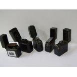 TRAVELLING INK WELLS, collection of 5 leather cased travelling ink wells