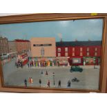 SCHOOL OF FRED YATES, Mark Doggit monogrammed oil on board "Bijou Cinema", 33cm x 49cm