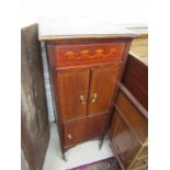 EDWARDIAN INLAID RECORD CABINET, inlaid swag design on mahogany cabinet case, 45cm width