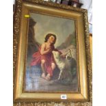 AFTER MURILLO, oil on canvas "The Infant St John with the Lamb of God", 45cm x 30cm