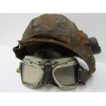 MILITARY, vintage Airman's helmet and goggles