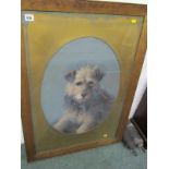 DOG PORTRAIT, unsigned oil on canvas "Portrait of Terrier", 60cm x 43cm