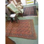 MIDDLE EASTERN RUGS, Middle Eastern rug with multilabel medallions within 5 main borders 184cms x