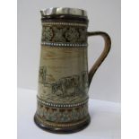HANNAH BARLOW, Doulton Lambeth tapering stoneware ewer jug, decorated with sgraffito, "Cattle in