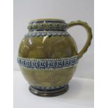 DOULTON LAMBETH JUG, spherical design, brown glazed 19cm jug (small rim chip)