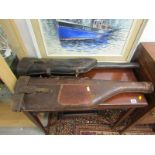SPORTING, 2 antique leather leg of mutton gun cases