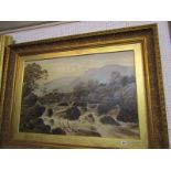 THOMAS SPINKS, signed oil on canvas dated 1875, "Mountain River Rapids", 59cm x 89cm