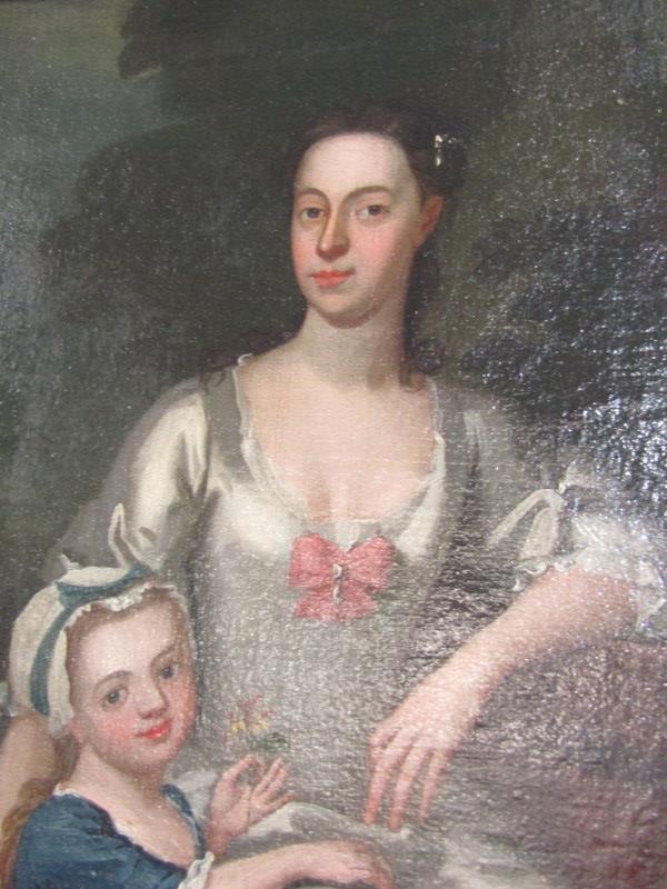 GEORGIAN PORTRAIT, oil on canvas "Portrait of Seated Lady and Daughter", 42cm x 33cm - Image 3 of 6