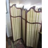 ROCOCO DESIGN CARVED MAHOGANY 3 FOLD DRAUGHT SCREEN, 161 cm width