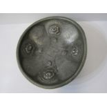 ART NOUVEAU, Roundhead Pewter floral embossed bowl, pattern no 8297, 26cm width