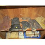 MILITARY, 2 flying helmets with 2 pairs of aircraft goggles and canvas holster