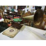 EDWARDIAN GRAMOPHONE, Junior Monarch 1903 horn gramophone by Gramophone and Typewriter Ltd, oak