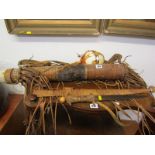 NIGERIA, ceremonial dagger, arrow quiver and mounted Ostrich egg