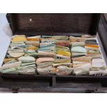 HOROLOGY, wooden box with large collection of acrylic watch glasses, sizes 270-302