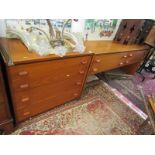 RETRO, Stag 4 drawer kneehole dressing chest and matching 4 drawer pedestal chest